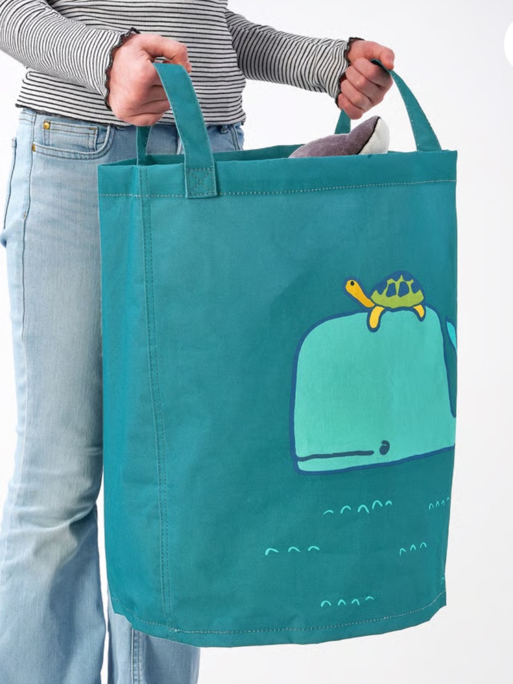 IKEA Whale and Turtle Teal and Light Blue Recycled Storage Bag BLÅVINGAD - Picture 5 of 7